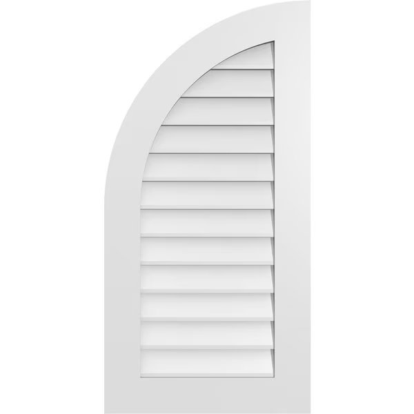 Quarter Round Top Left Surface Mount PVC Gable Vent w/ 3-1/2